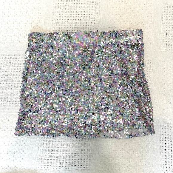Fashion Nova XL multi color holographic sequin mini skirt SK 2864 - Picture 6 of 9